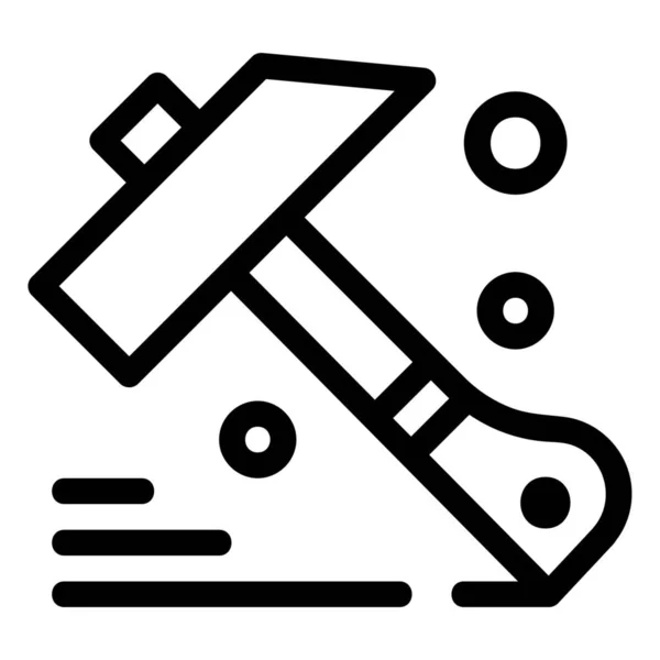 Иконка Инструмента Строительного Молота Стиле Контура — стоковый вектор