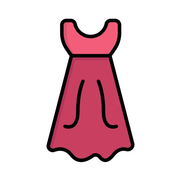 Vestido Día Icono Niña Estilo Contorno Lleno — Archivo Imágenes Vectoriales