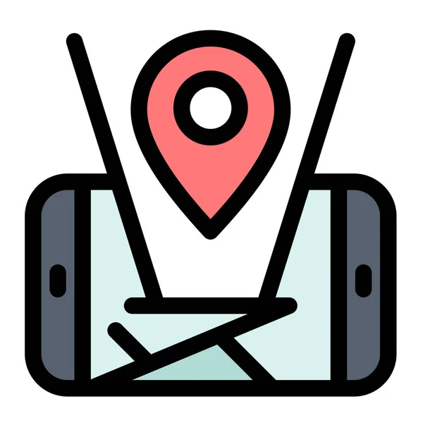 Carte Localisation Icône Mobile Dans Style Contour Rempli — Image vectorielle