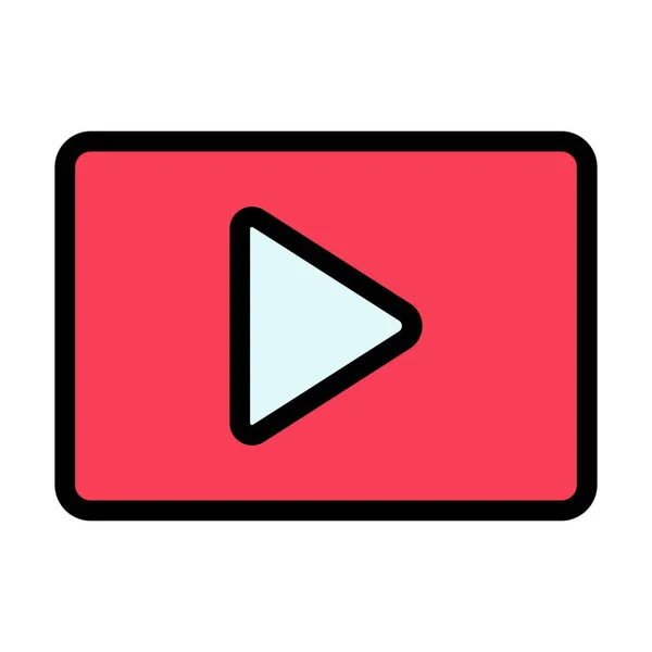 Paly Player Video Icon Full Line Style — 스톡 벡터