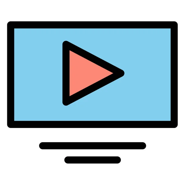 Play Video Youtube Icon Filled Outline Style — Stock Vector