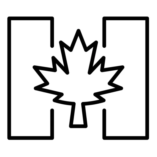 Höst Kanada Flagga Ikon Kontur Stil — Stock vektor