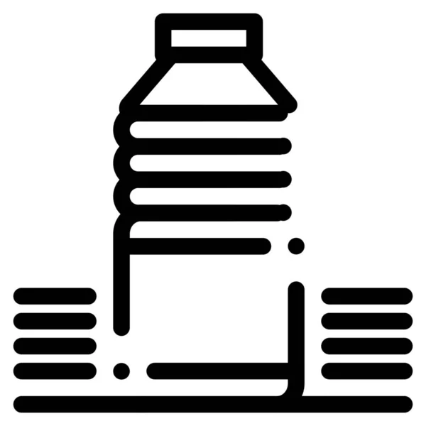 Ikona Zimnego Napoju Butelki Stylu Konturu — Wektor stockowy