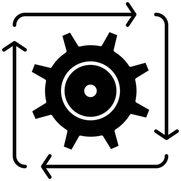 Ikona Przepływu Rozwoju Automatyki Solidnym Stylu — Wektor stockowy