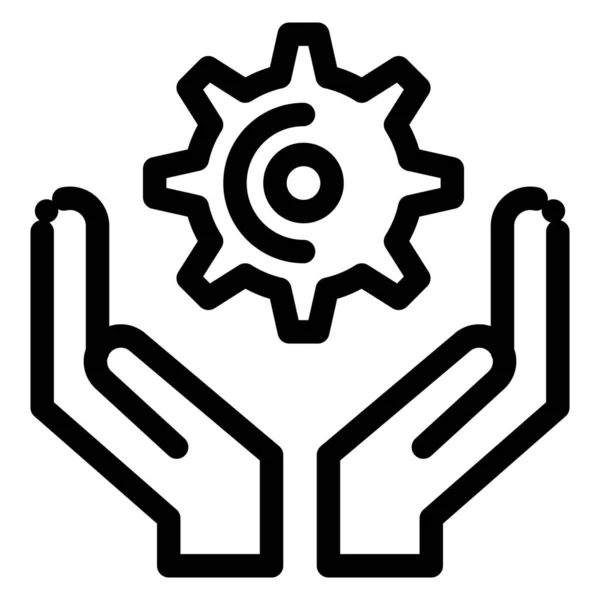 Cog Gear Hands Icon Outline Style — ストックベクタ