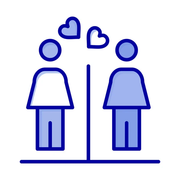 Paar Liefde Tekens Pictogram Gevulde Outline Stijl — Stockvector