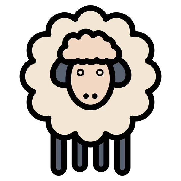 Icône Mouton Agneau Pâques Dans Style Contour Rempli — Image vectorielle