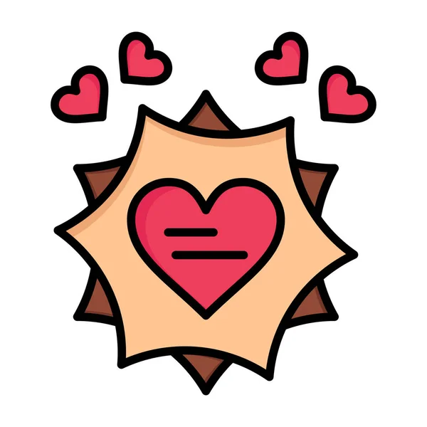 Card Day Heart Icon Filled Outline Style — Stockvector