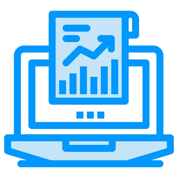 Icono Computadora Portátil Analítica Estilo Contorno Lleno — Vector de stock