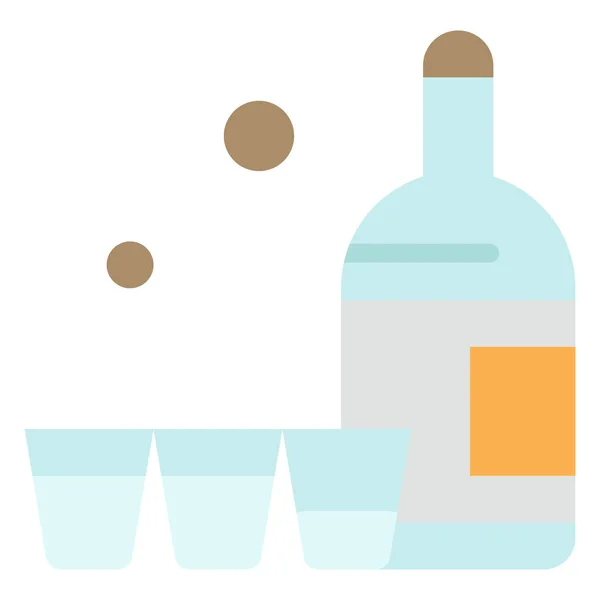 Botella Beber Icono Vidrio Estilo Plano — Vector de stock