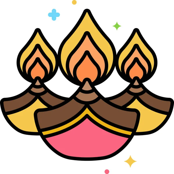 Diwali India Holiday Icon Filled Outline Style — Stock Vector