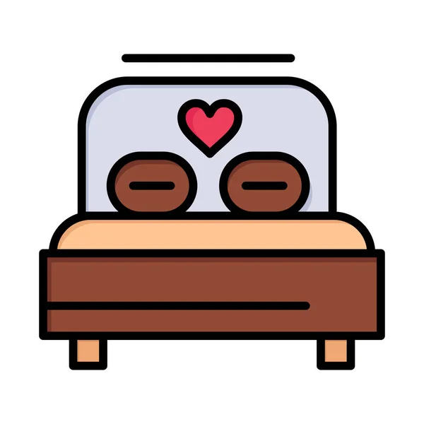Bed Day Heart Icon Filled Outline Style — Stockvector