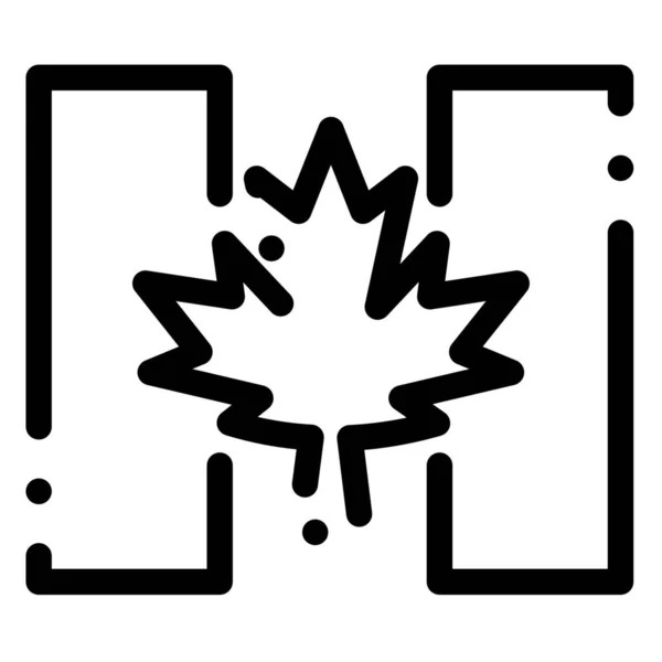 Herfst Canada Vlag Pictogram Omtrek Stijl — Stockvector