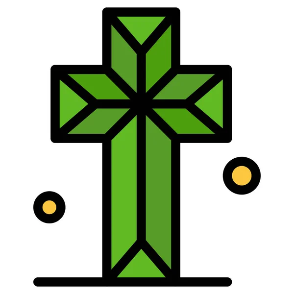 Cathédrale Église Croix Icône Dans Style Contour Rempli — Image vectorielle