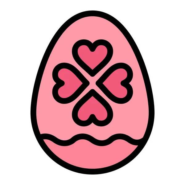 Icono Corazón Huevo Pascua Estilo Contorno Lleno — Vector de stock