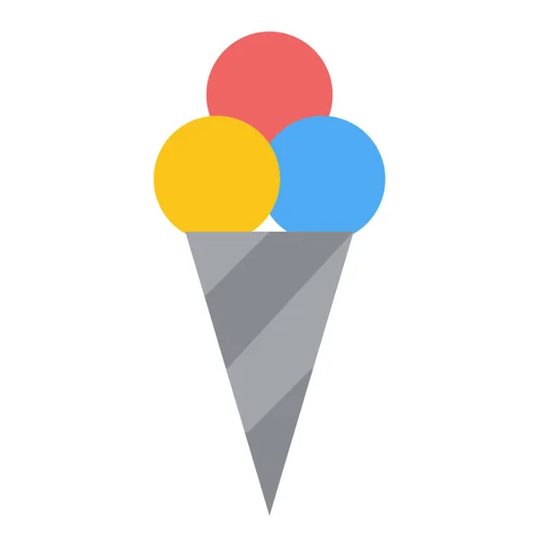 Beach Cone Cream Icon Flat Style — Stockvector
