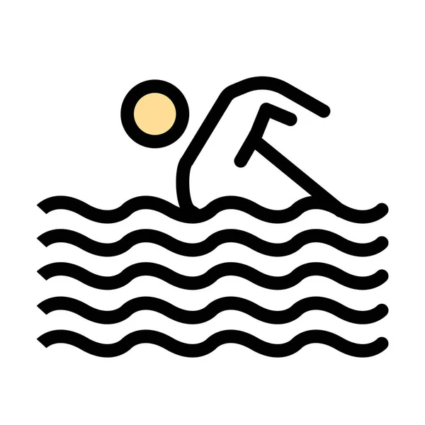 Actividad Deporte Natación Icono Estilo Contorno Lleno — Vector de stock