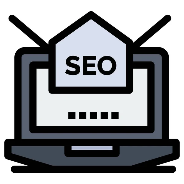 Laptop Mail Seo Icon Marketing Seo Kategorie — Stockvektor