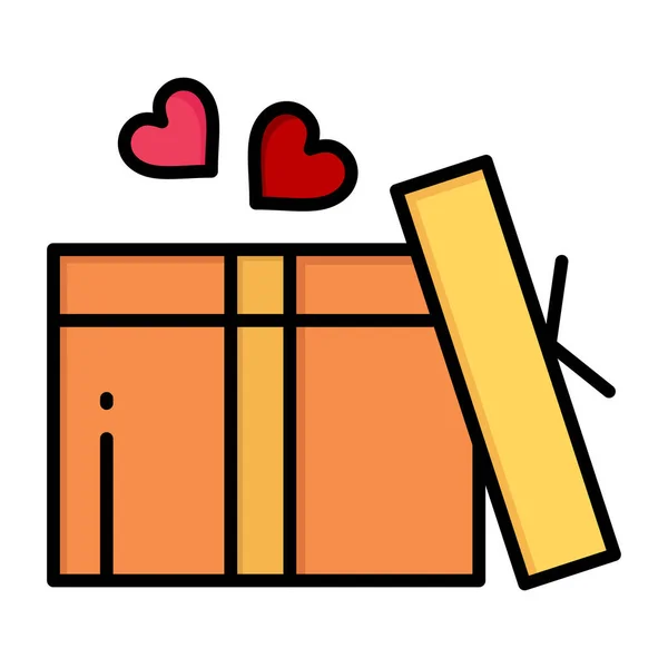 Día Regalo Corazón Icono Estilo Contorno Lleno — Archivo Imágenes Vectoriales