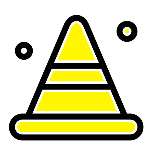 Alert Cone Construction Icon Filled Outline Style — Stock Vector