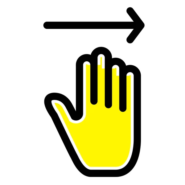 Pfeil Gestikuliert Hand Symbol Ausgefüllten Outline Stil — Stockvektor