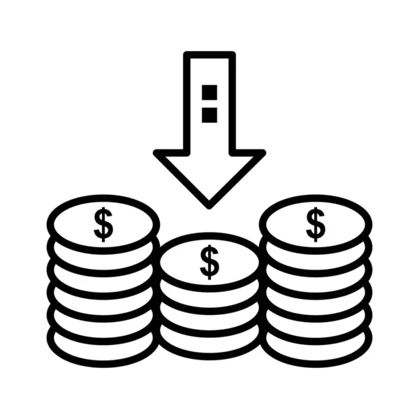 Arrow Cash Coins Icon Outline Style — Stockvector