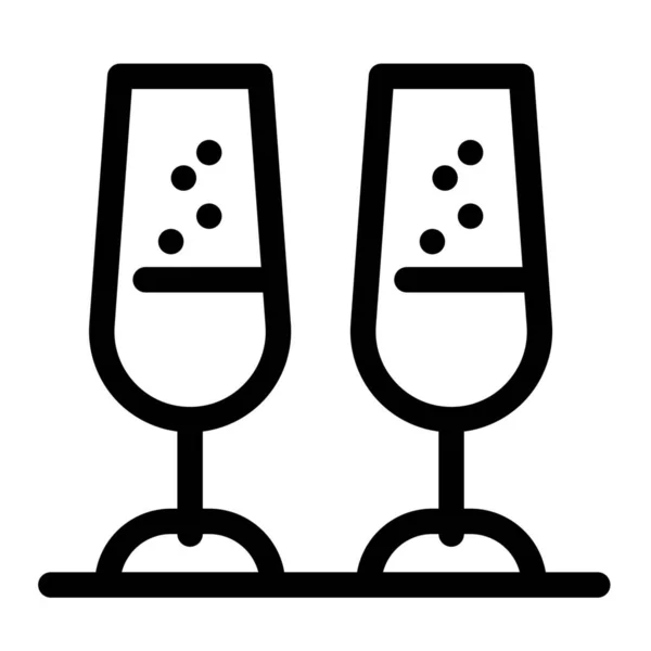 Oslava Šampaňského Fandí Ikona Obrysovém Stylu — Stockový vektor