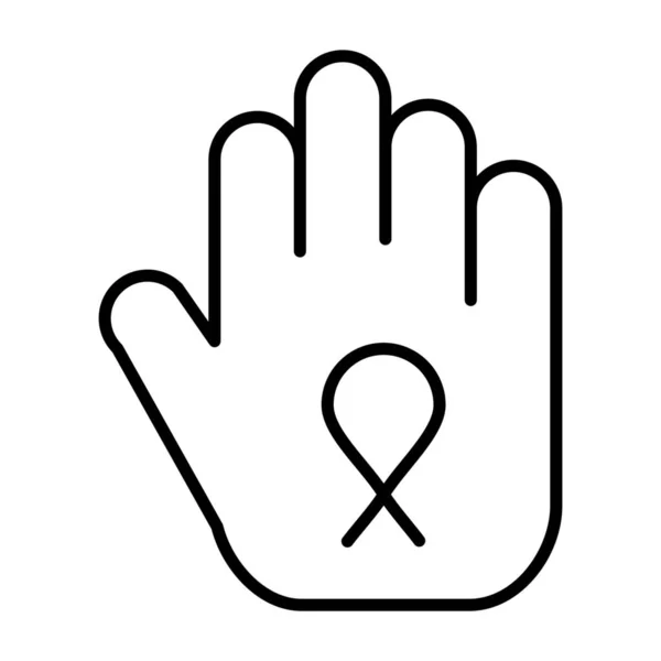 Awareness Hand Ribbon Icon Outline Style — Stockvector