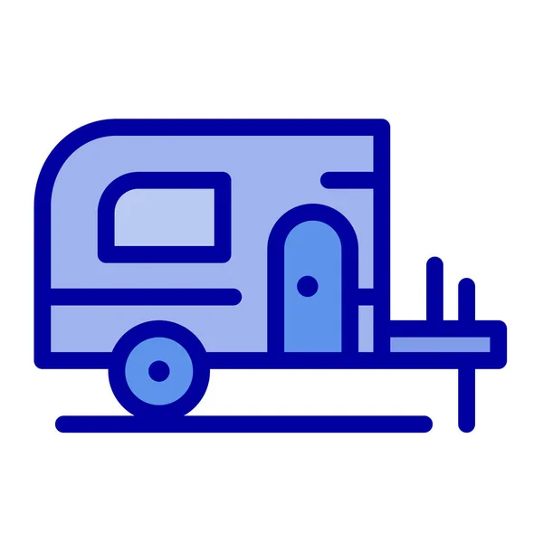 Acampar Coche Icono Primavera Estilo Contorno Lleno — Vector de stock