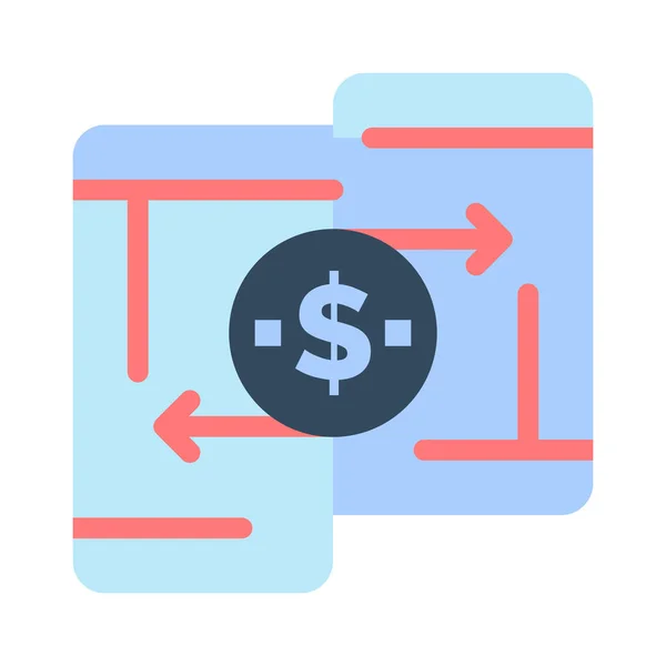 Ícone Pagamento Dinheiro Móvel Estilo Plano —  Vetores de Stock