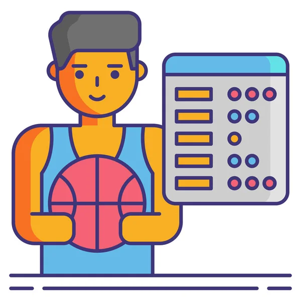 Statistiques Joueur Basket Icône — Image vectorielle