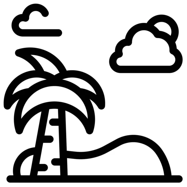 Strand Palm Voorjaar Pictogram Omtrek Stijl — Stockvector