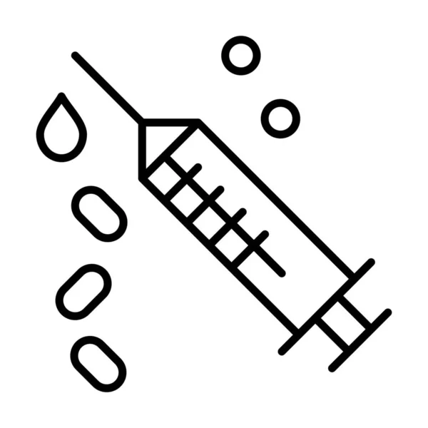 Icono Del Tratamiento Jeringa Inyectable Estilo Esquema — Vector de stock