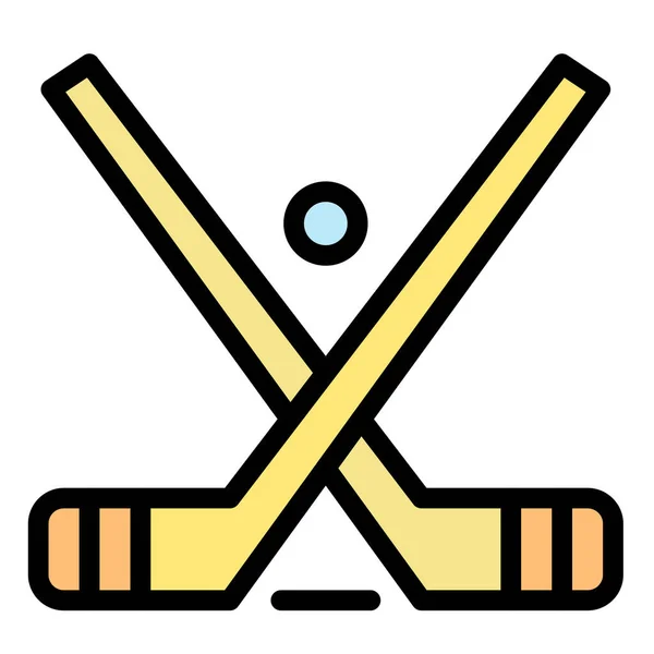 Emblem Hockey Ice Icon Filled Outline Style — Stock Vector