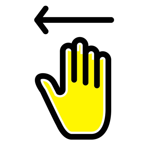 Pijl Gebaren Hand Pictogram Gevulde Outline Stijl — Stockvector