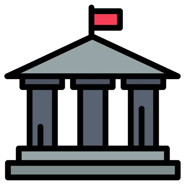 フルアウトラインスタイルのアメリカの銀行旗のアイコン — ストックベクタ