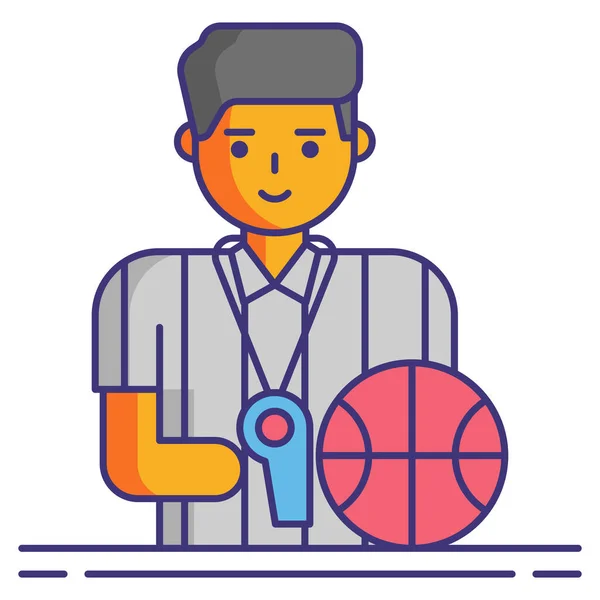 Mâle Arbitre Basket Icône — Image vectorielle