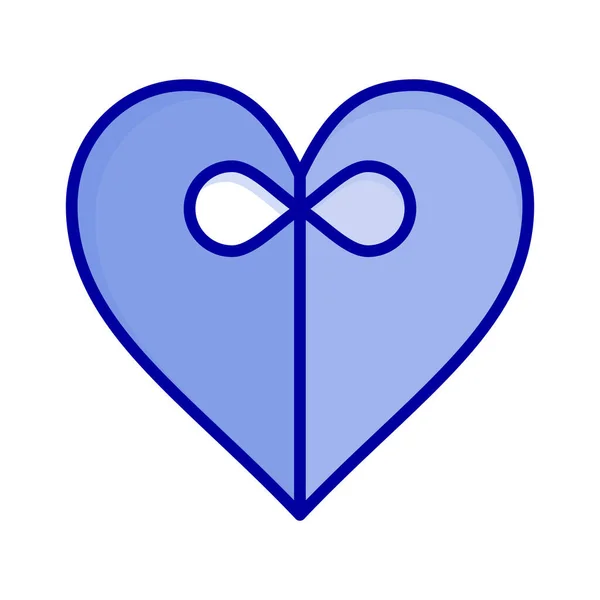 Δώρο Καρδιά Εικονίδιο Κορδέλα Στυλ Γεμάτο Περίγραμμα — Διανυσματικό Αρχείο