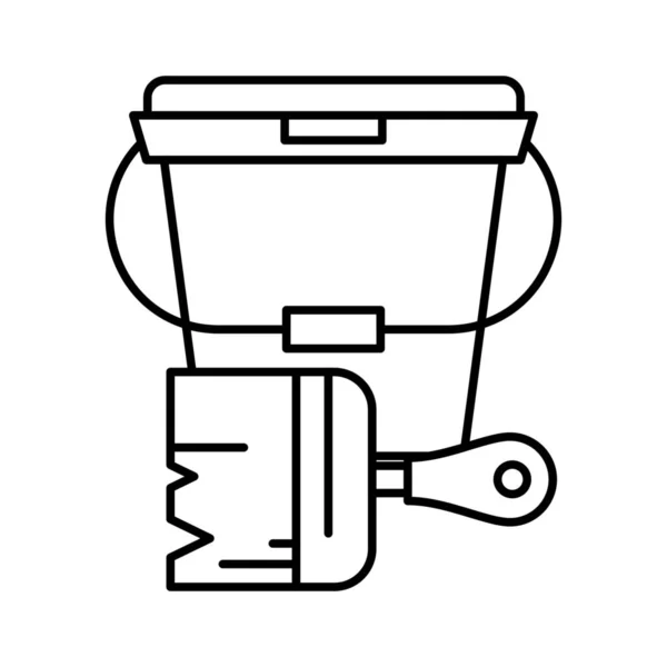 Pinsel Eimer Farbsymbol Umrissstil — Stockvektor