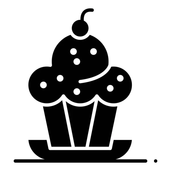 Cake Dessert Muffin Icon Solid Style — Stock Vector