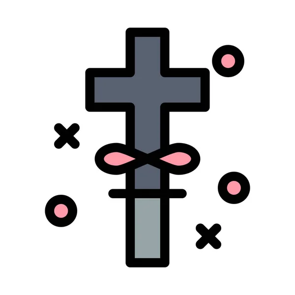 Хрест Значок Великодні Канікули Заповненому Стилі — стоковий вектор