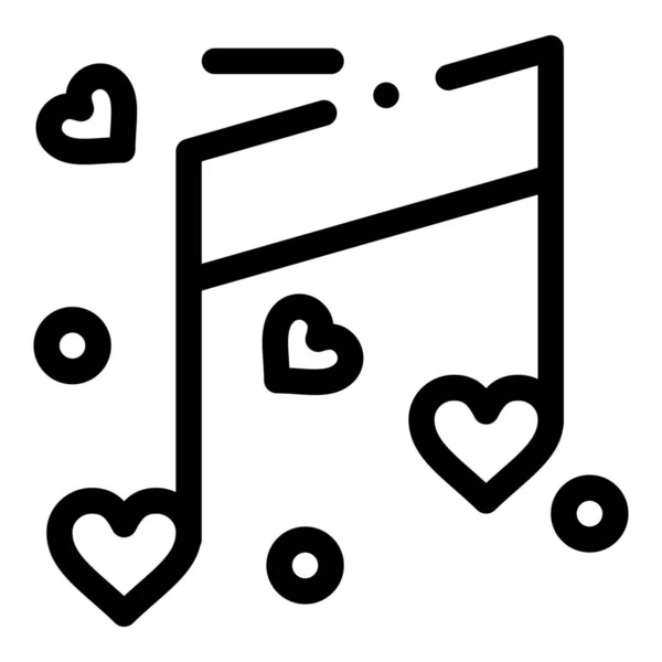 Corazón Amor Música Icono Estilo Esquema — Archivo Imágenes Vectoriales