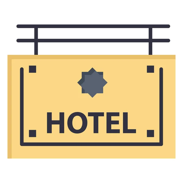 Placa Direção Ícone Hotel Estilo Plano —  Vetores de Stock