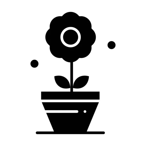 Nap Virág Növekedés Ikon Szilárd Stílusban — Stock Vector