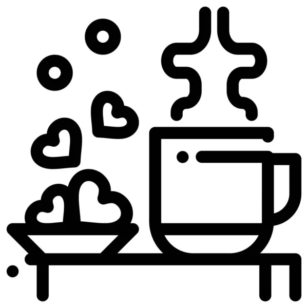 Cup Hearts Love Icon Outline Style — Stock Vector