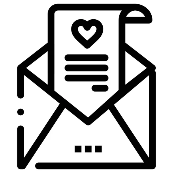 Tarjeta Carta Amor Icono Estilo Esquema — Vector de stock