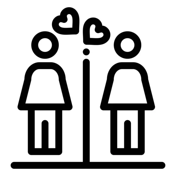 Pareja Amor Signos Icono Estilo Esquema — Vector de stock