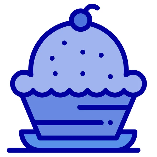 Pastel Postre Muffin Icono Estilo Contorno Lleno — Vector de stock