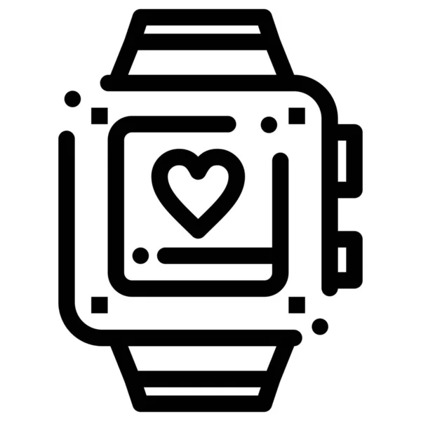 Reloj Mano Corazón Amor Icono Estilo Esquema — Vector de stock