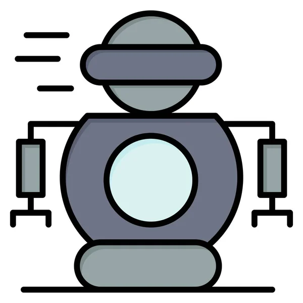 Ρομποτικό Εικονίδιο Ανθρώπινου Ρομπότ Στυλ Πλήρους Περιγράμματος — Διανυσματικό Αρχείο